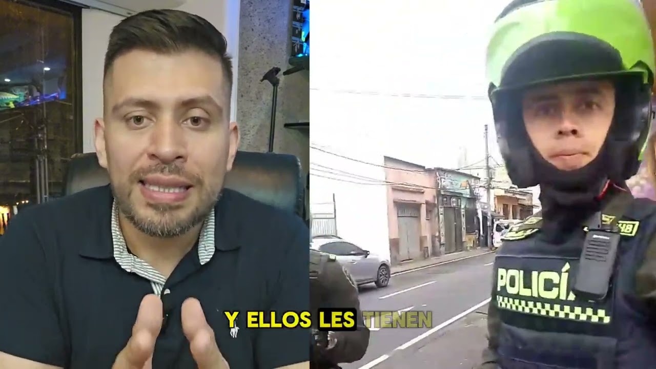 Con escolta y conductor la agente de tránsito visita establecimientos de comercio.