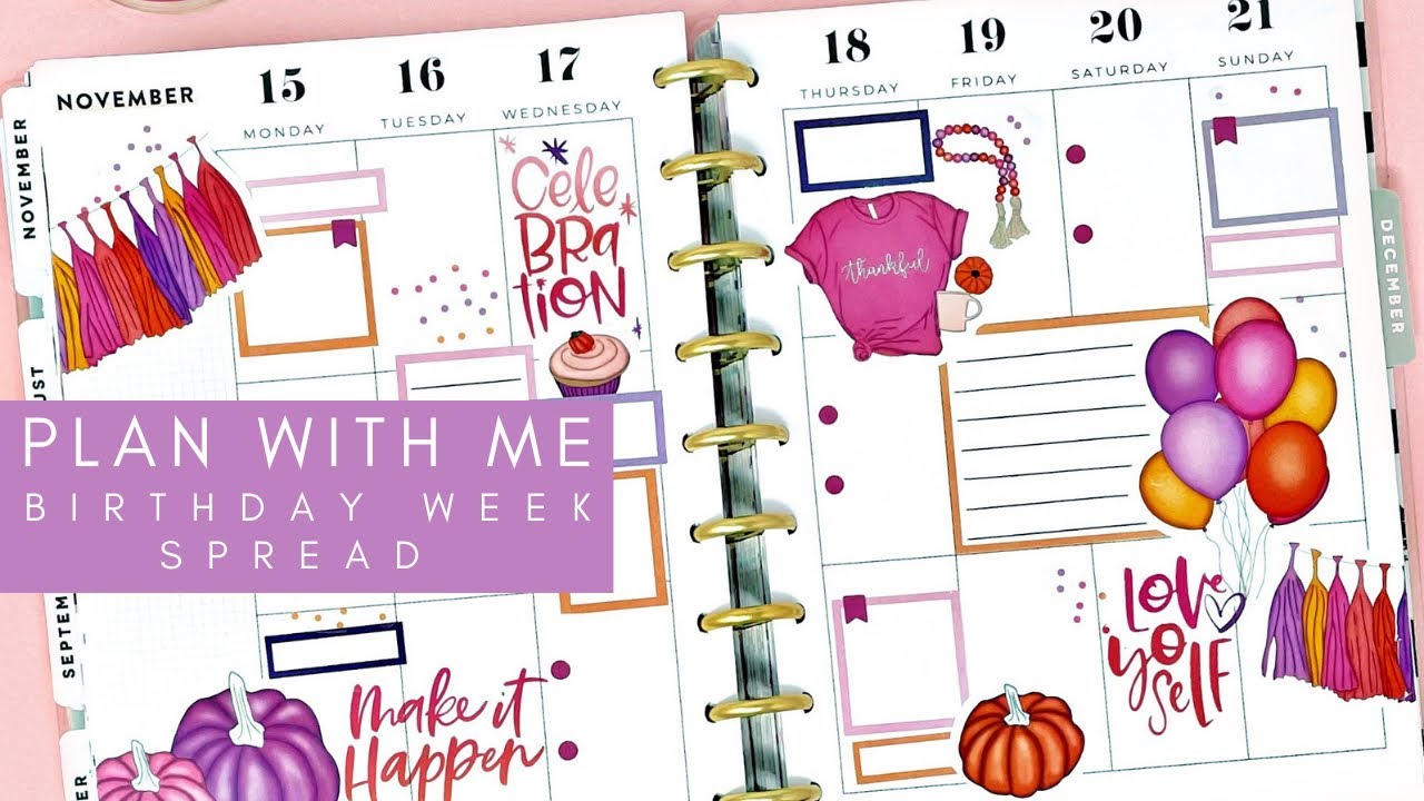 PLAN WITH ME | BIRTHDAY WEEK SPREAD SPREAD | THE HAPPY PLANNER