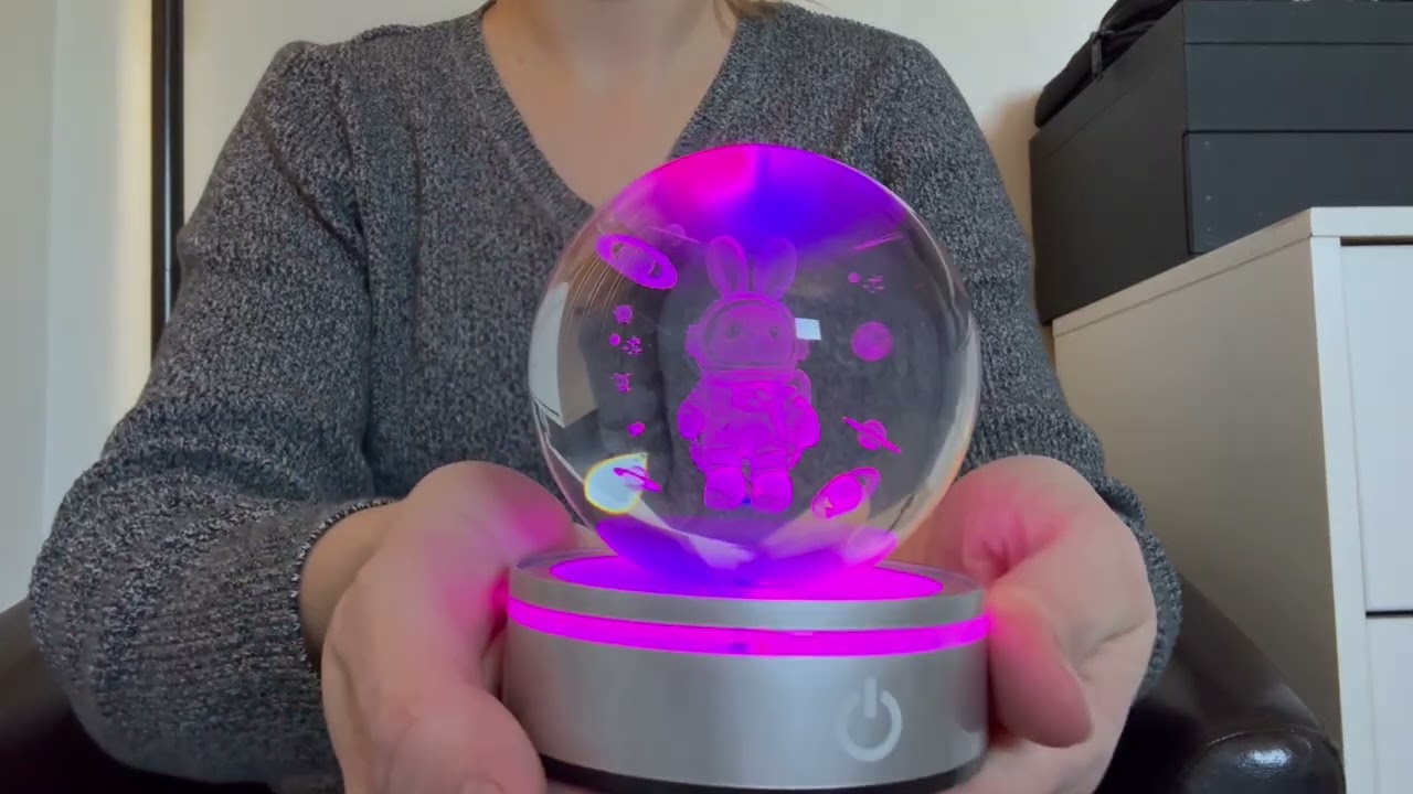 Space Bunny Astronaut Crystal Ball Night Light | Cute Kids Room Decor
