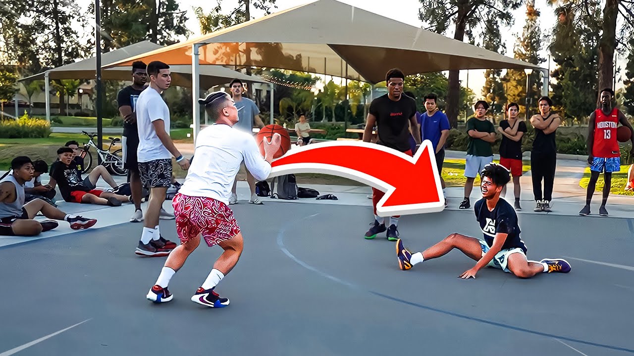 MY CRAZIEST ANKLE BREAKER! Trash Talking 5v5 Basketball At The Park!