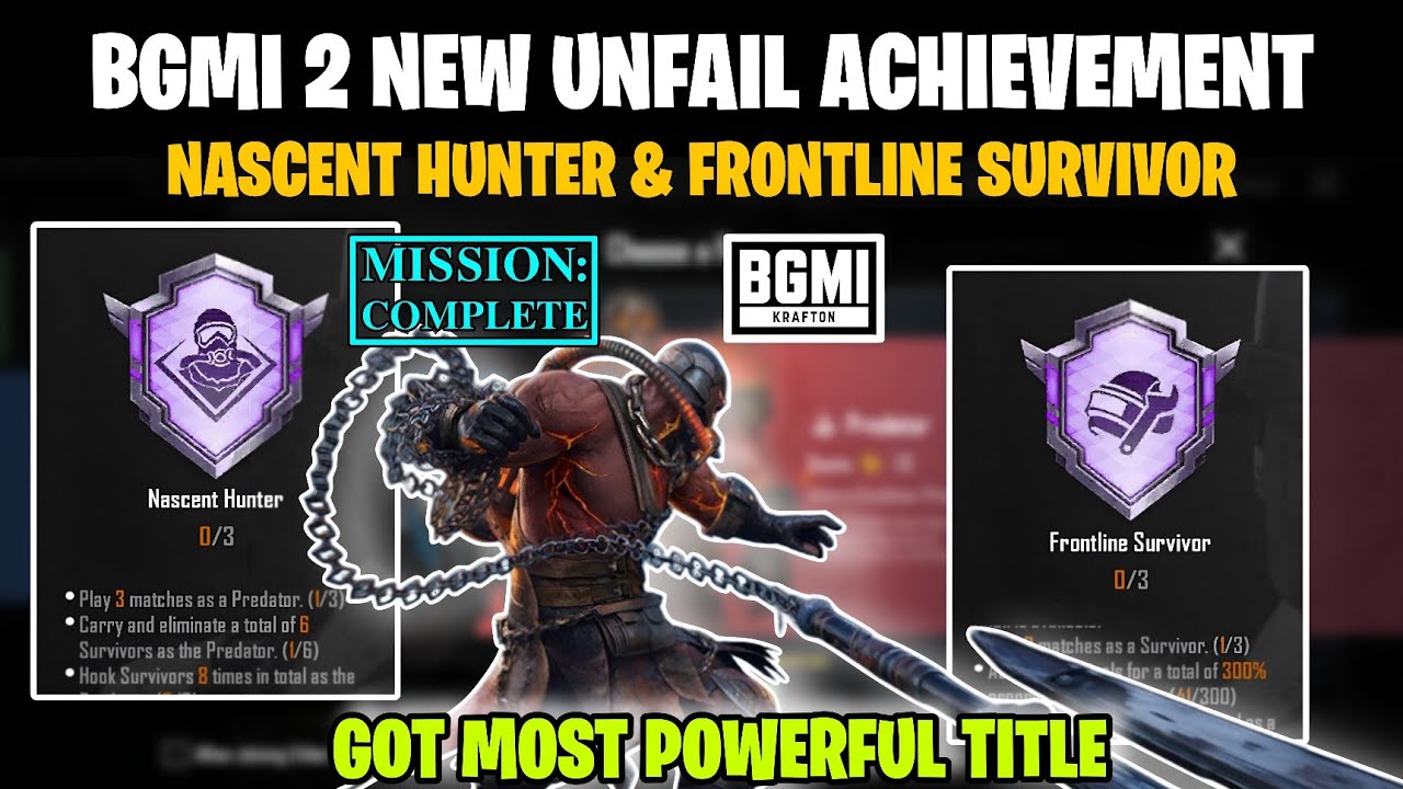 😍 BGMI Unfail Achievement | How To Complete ( Nascent Hunter ) & ( Frontline Survivor ) Achievement