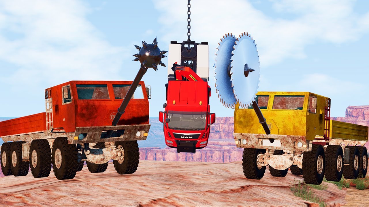 Эпизод 6 — Разрушители — 8X8 Saw Shredder и Heavy Mace Truck против Monster Police в BeamNG.drive