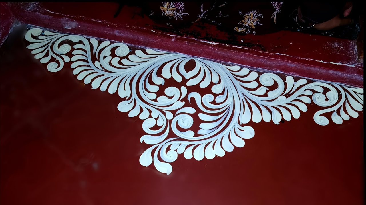 Beautiful door alpona design/Step by step alpona design/easy door art 