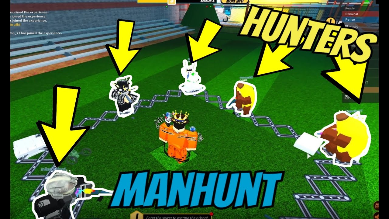 roblox Jailbreak MANHUNT VS 6 HUNTERS