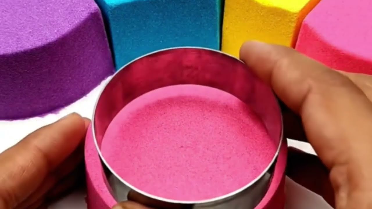 Most Satisfying Kinetic Sand Cutting ASMR | Relaxing Rainbow Sand Glass Press
