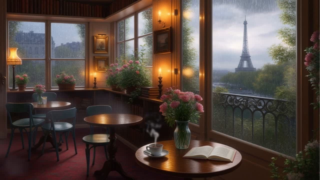 Rainy Day in a Paris Café — Soft Jazz for Reading & Study