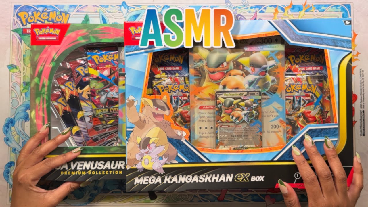 Pokemon ASMR to help you Sleep 💚 Mega Venusaur Kangaskhan ex Boxes 🧡 Tapping, Whispers Opening Packs