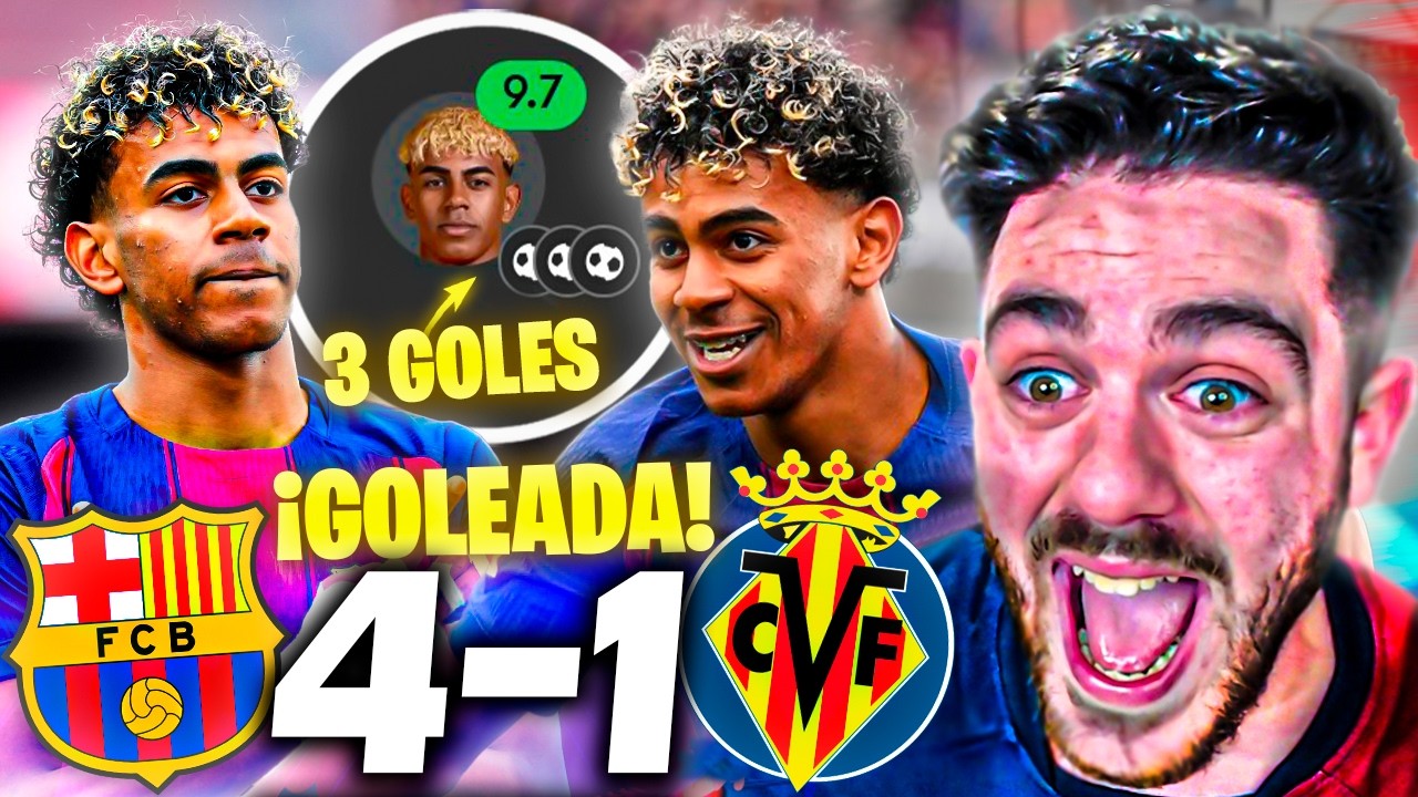 EL BARÇA HUMILLA 4-1 al VILLARREAL ¡¡HAT-TRICK de LAMINE YAMAL y LÍDERES!! - RESUMEN