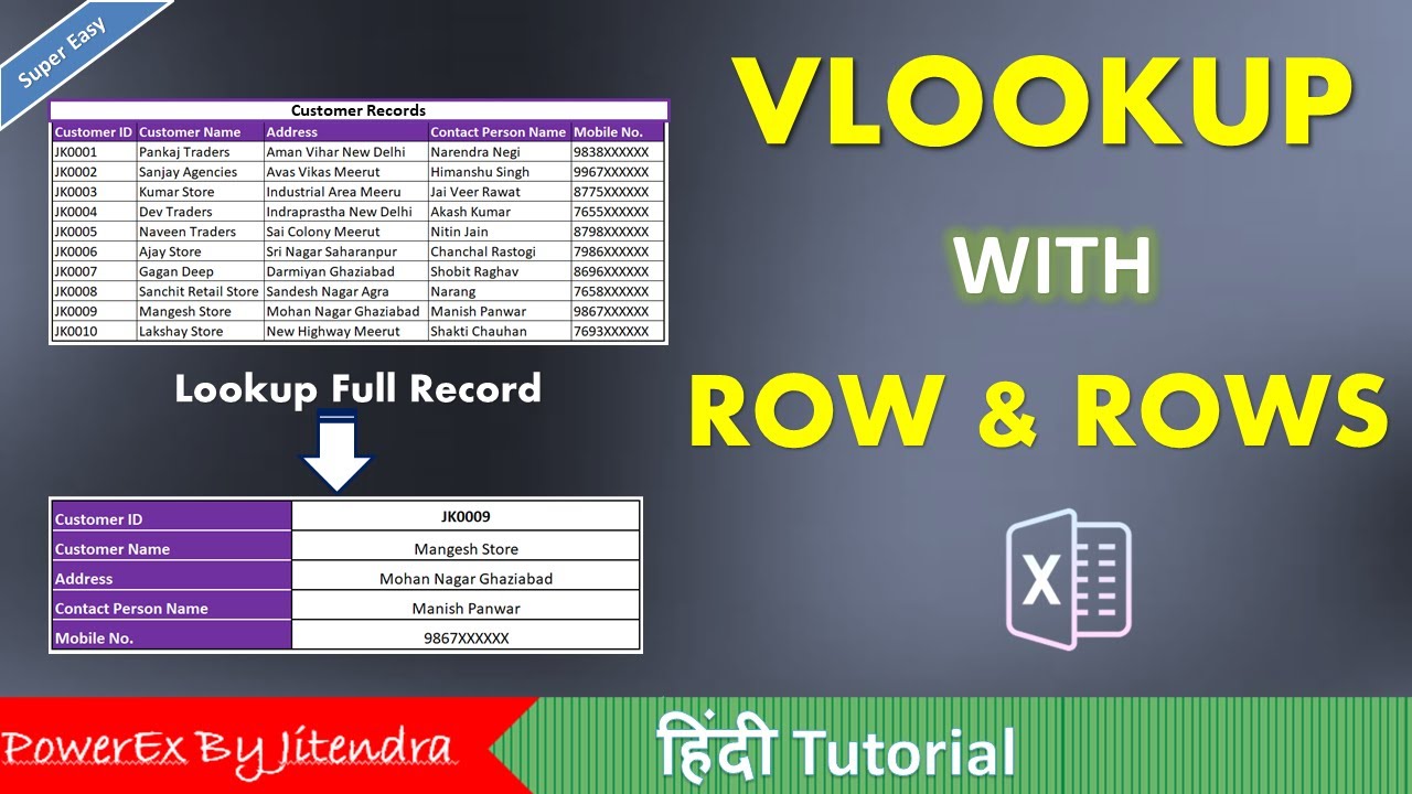 How to use Vlookup with Row and Rows Function in Excel | Lookup Full Record