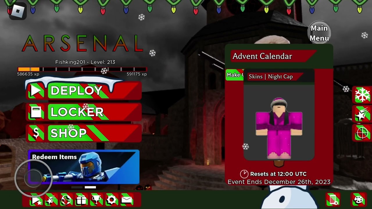 Reminder Arsenal Roblox Christmas event Day 20 free Arsenal skins