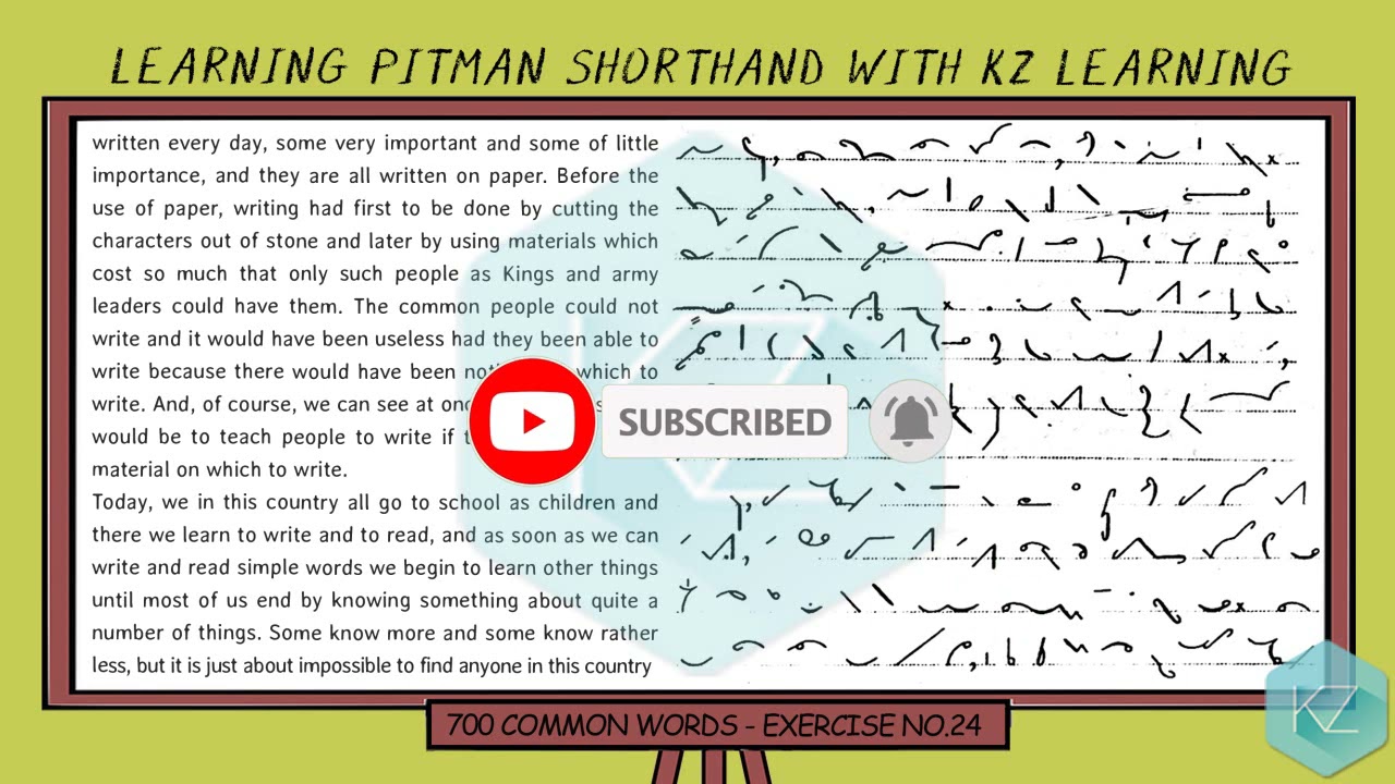 Exercise No.24 @ 100 WPM | 700 Common Words | Pitman Shorthand Dictation |  KZ Learning