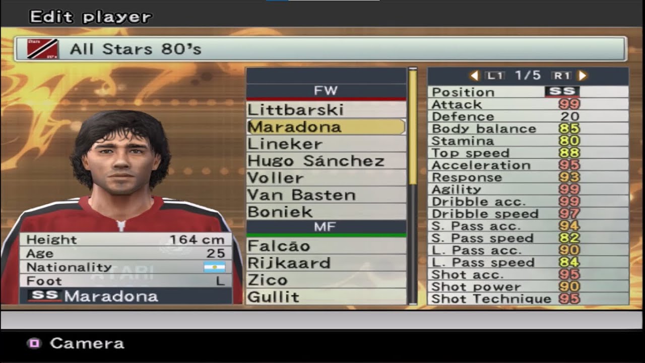 PATCH PES 6 - ALL STARS 80's - STATS - PS2
