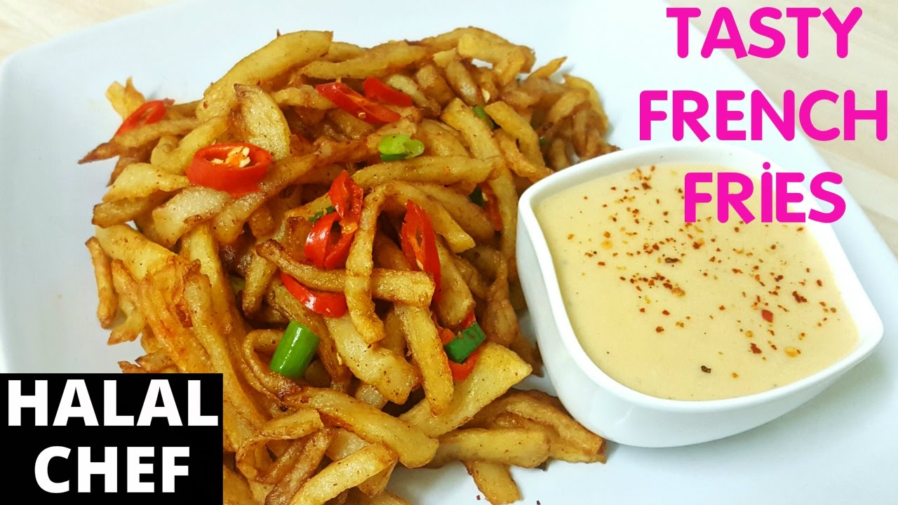 FRENCH FRIES RECIPE with CHEDDAR CHEESE SAUCE | Halal Chef
