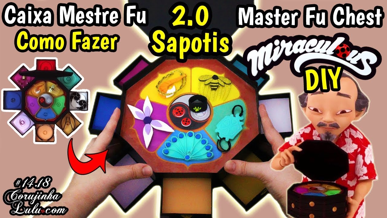 DIY Miraculous LADYBUG 2 🐞 Como Fazer CAIXA Mestre Fu SAPOTIS | Corujices da Lu