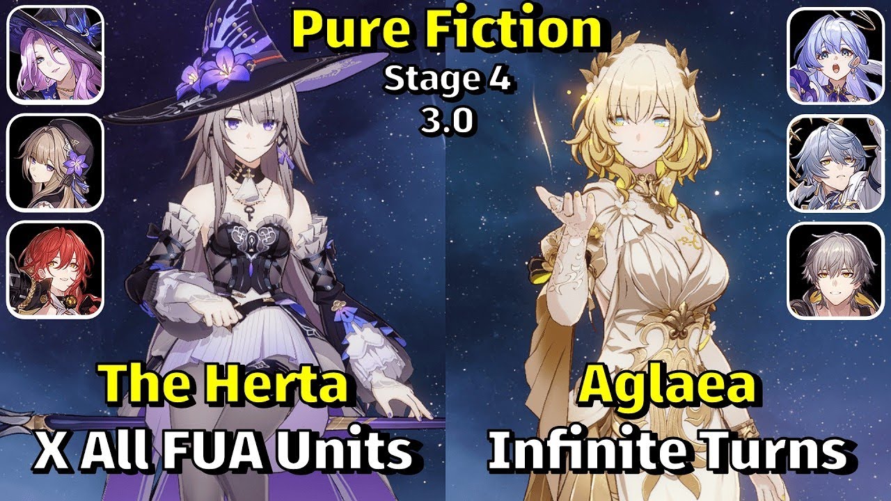 [V3] E0S1 The Herta x All FUA Units & E0S1 | Aglaea Infinite Turns | NEW Pure Fiction | HSR 3.0
