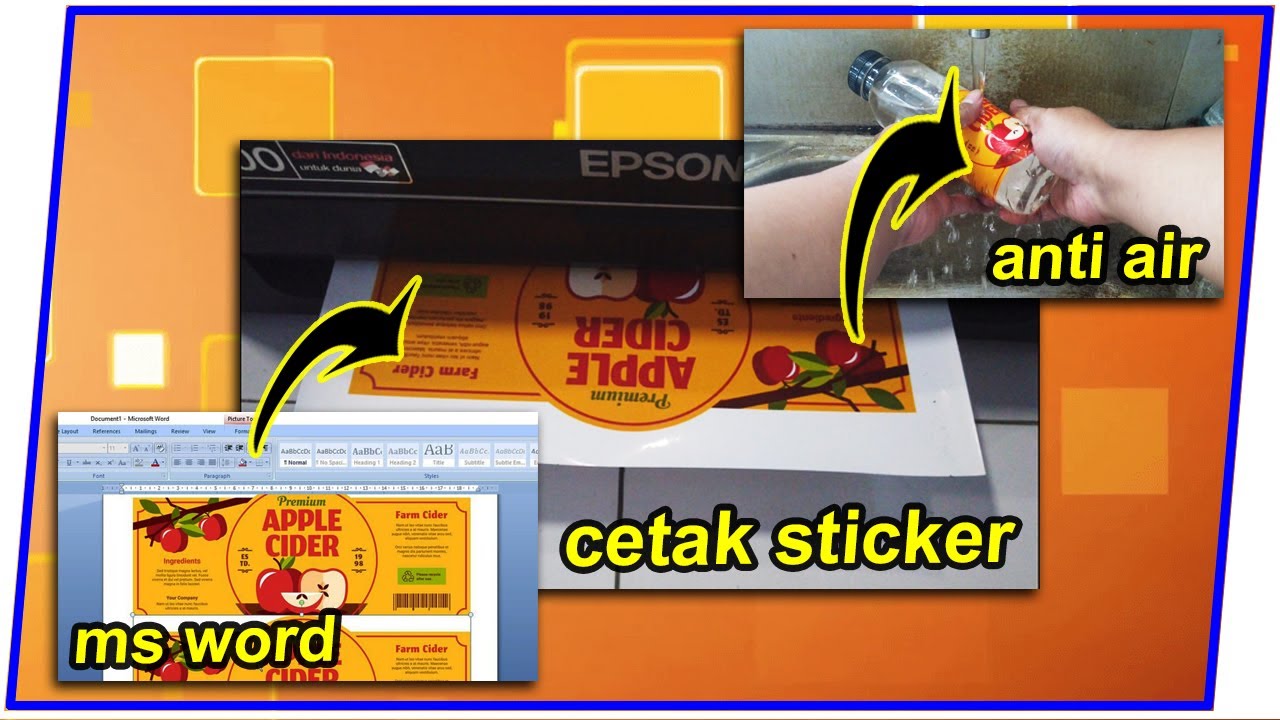 Cara Cetak Stiker Dengan Printer Biasa | print sticker vinyl anti air menggunakan ms word