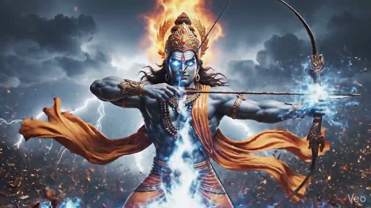 Lord Ram Warrior Cinematic Background 🚩⚔️ | Epic Shree Ram Battle Visuals | Powerful Stage VJ Loop