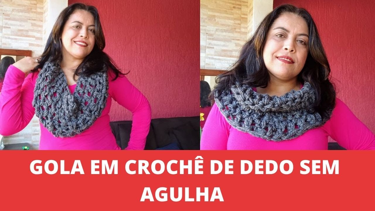 GOLA EM CROCHÊ DE DEDO SEM AGULHA FAÇA EM 30 MINUTOS FÁCIL E RÁPIDA VEM APRENDER,