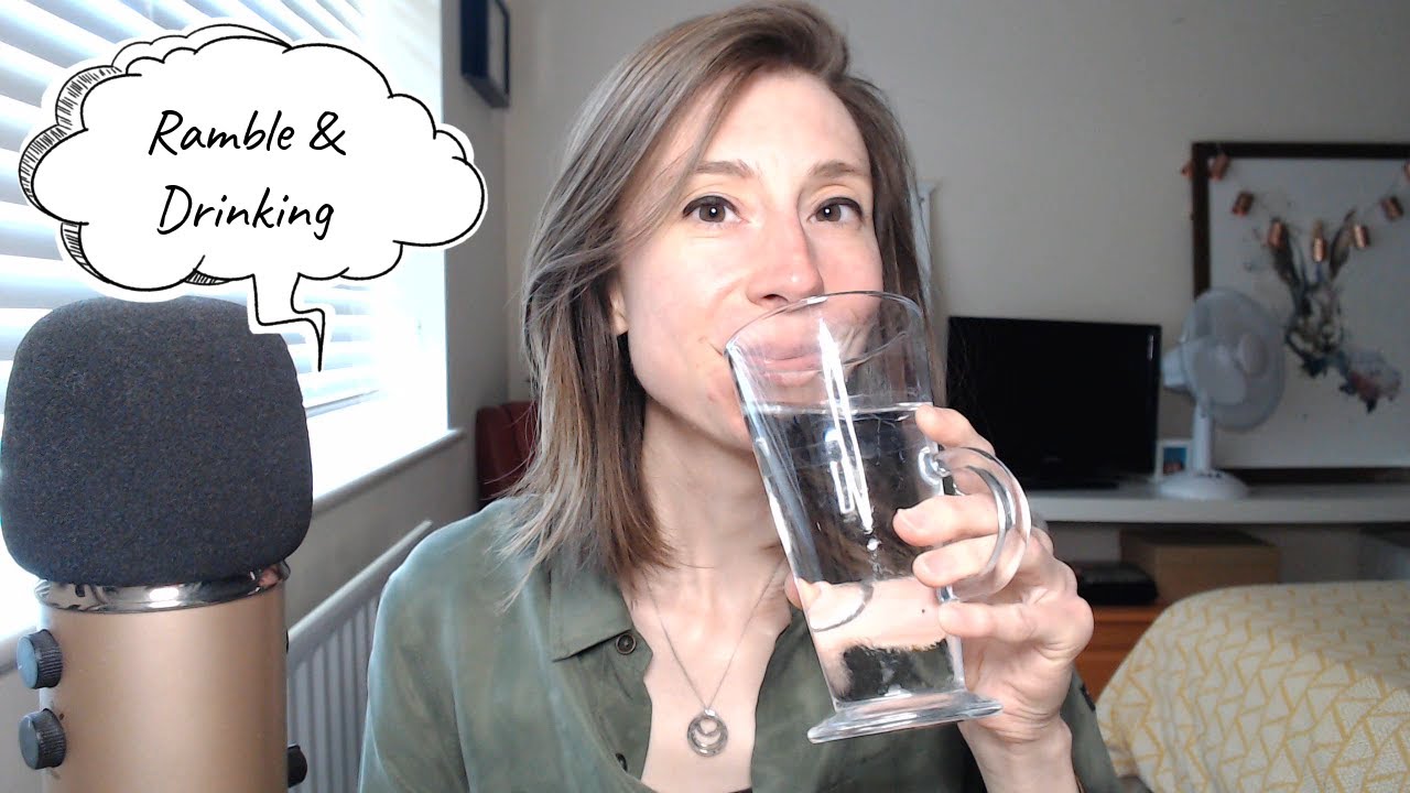 ASMR Whispered Ramble + Drinking Water with Ice