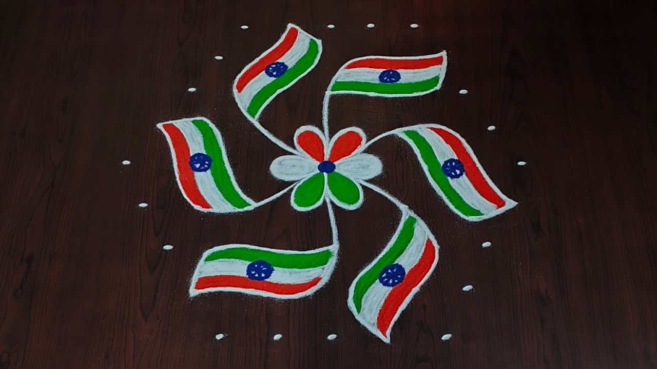 9×5dots Republic day special rangoli designs|independence day rangoli|easy rangoli|#Rang Kaa Rangoli