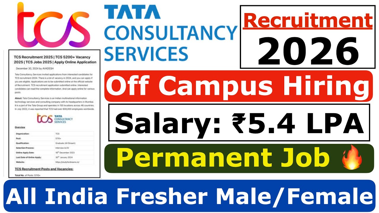 TCS Recruitment 2026 | TCS Off Campus Hiring 2026 | TCS JOBS 2026 | TCS Freshers Jobs 2026