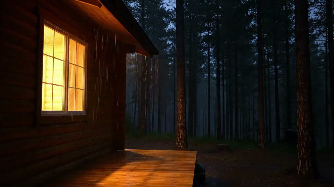 Rain Sounds in Forest Cabin 🌧️ Cozy Rainy Night for Deep Sleep & Relaxation