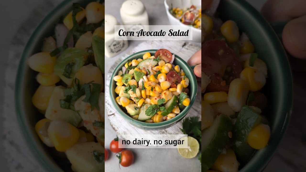 Skinny Corn Avocado Salad with only 206 calories #healthysalad