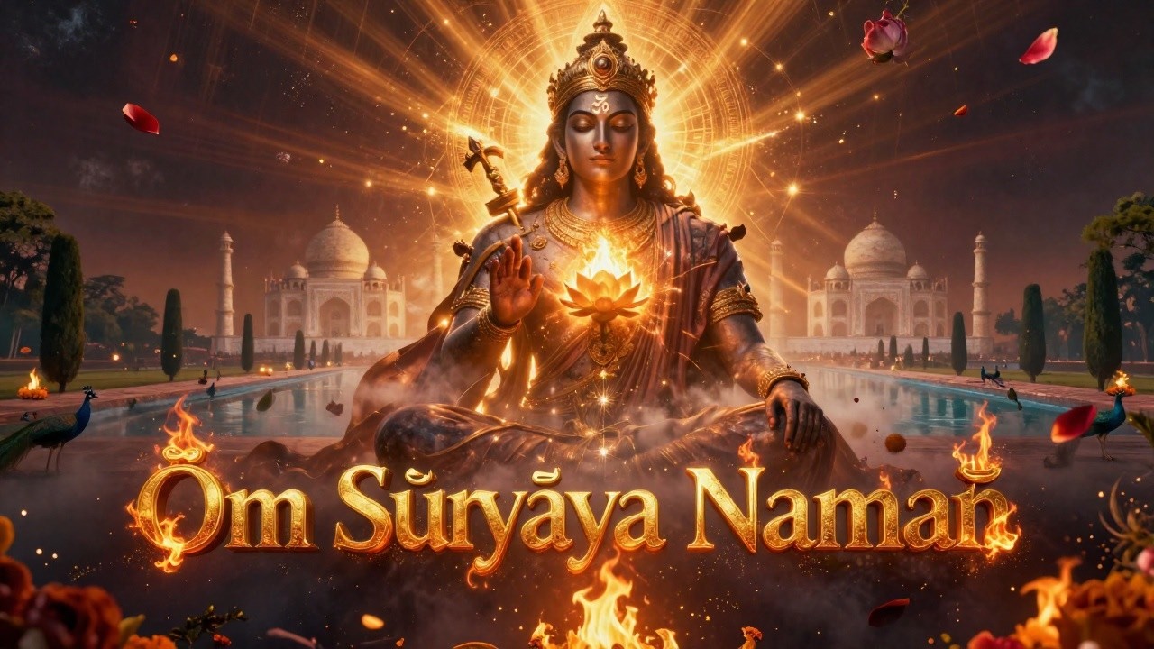 ✨ Cosmic Journey: Om Suryaya Namah | Universal Divine & Taj Mahal