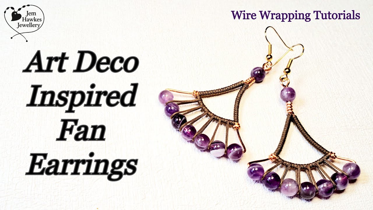 Art Deco Inpsired Fan Earrings | Cord and Wire Wrapping with Jem Hawkes