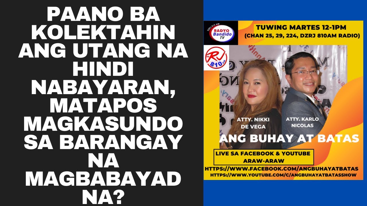 PAANO BA KOLEKTAHIN ANG UTANG NA HINDI NABAYARAN, MATAPOS MAGKASUNDO SA BARANGAY NA MAGBABAYAD NA?