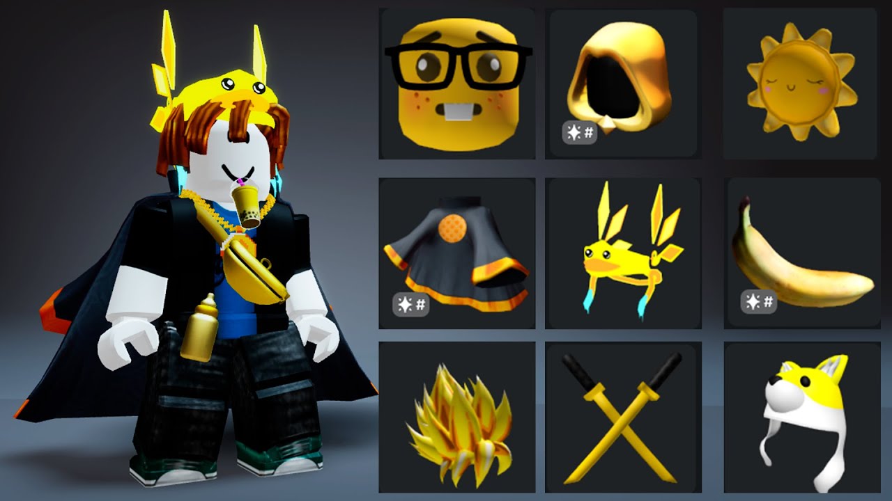 COMO PEGAR 9 ITENS GRATIS AMARELO NO ROBLOX!
