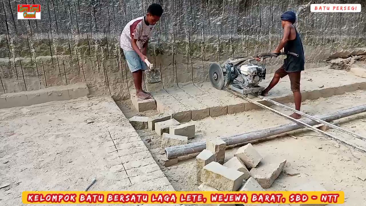 Mesin Potong Batu Persegi || Batu Potong || Kelompok Batu Bersatu Laga Lete