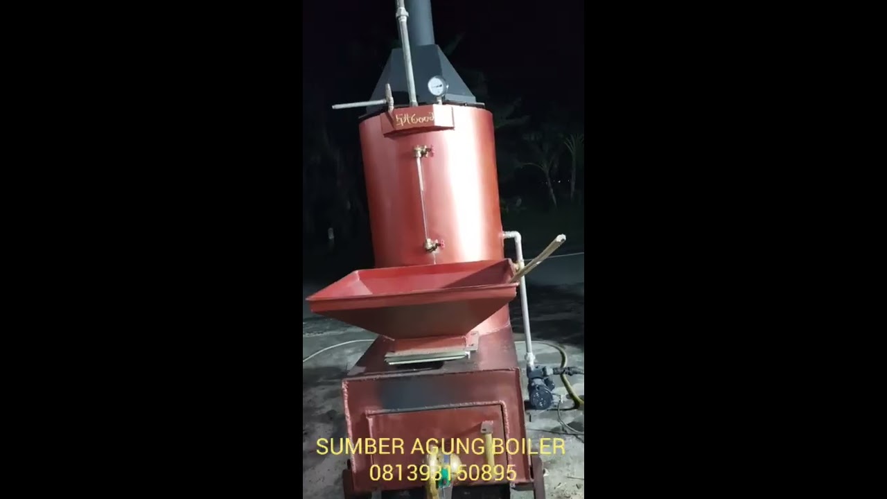 Boiler / ketel uap utk pabrik tahu bahan bakar kayu & sekam padi