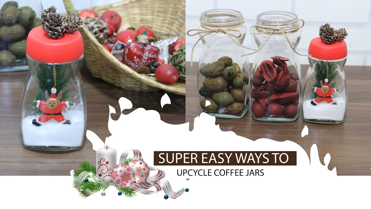 SUPER EASY WAYS TO UPCYCLE COFFEE JARS | CHRISTMAS DECOR
