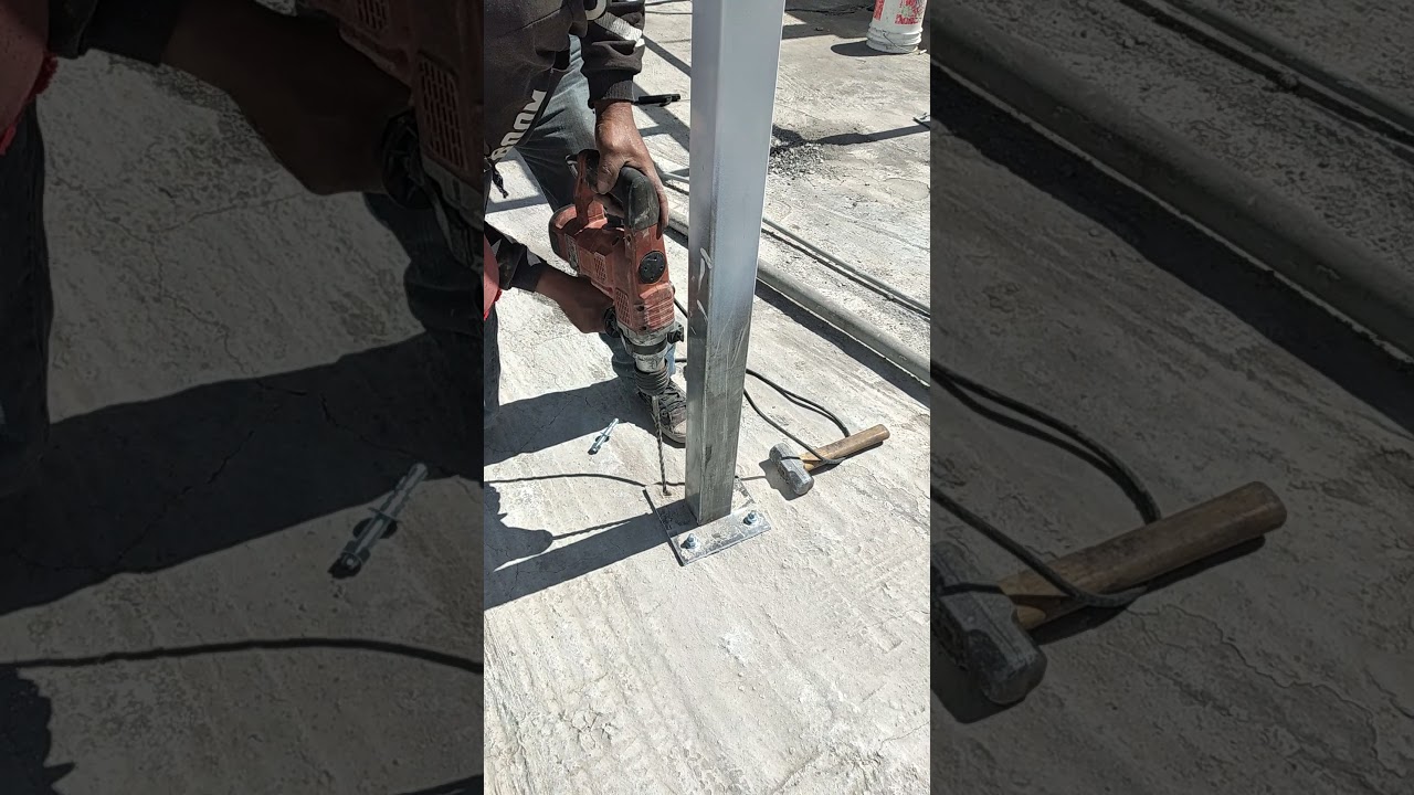 Anclaje estructura metalica a losa aligerada con perno expansivo