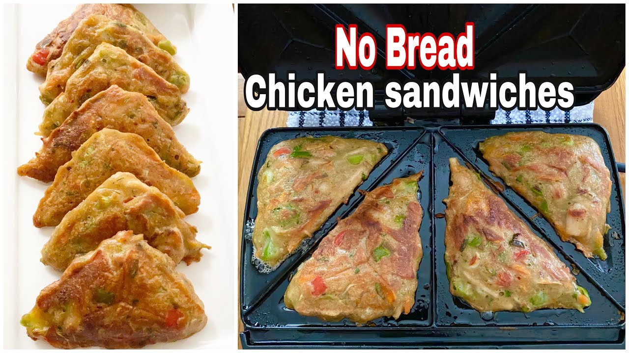 No Bread Chicken Sandwich in Sandwich Maker | Chicken veg pockets in sandwich maker [Without Bread]