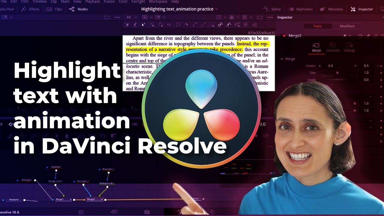 How to highlight a text using fusion in DaVinci Resolve
