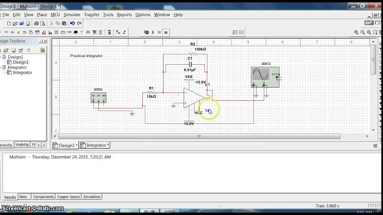 Copy of Integrator and Differentiator multisim simulation