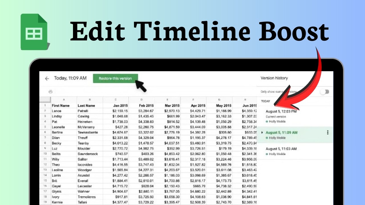 How to view versions history in Google Sheets