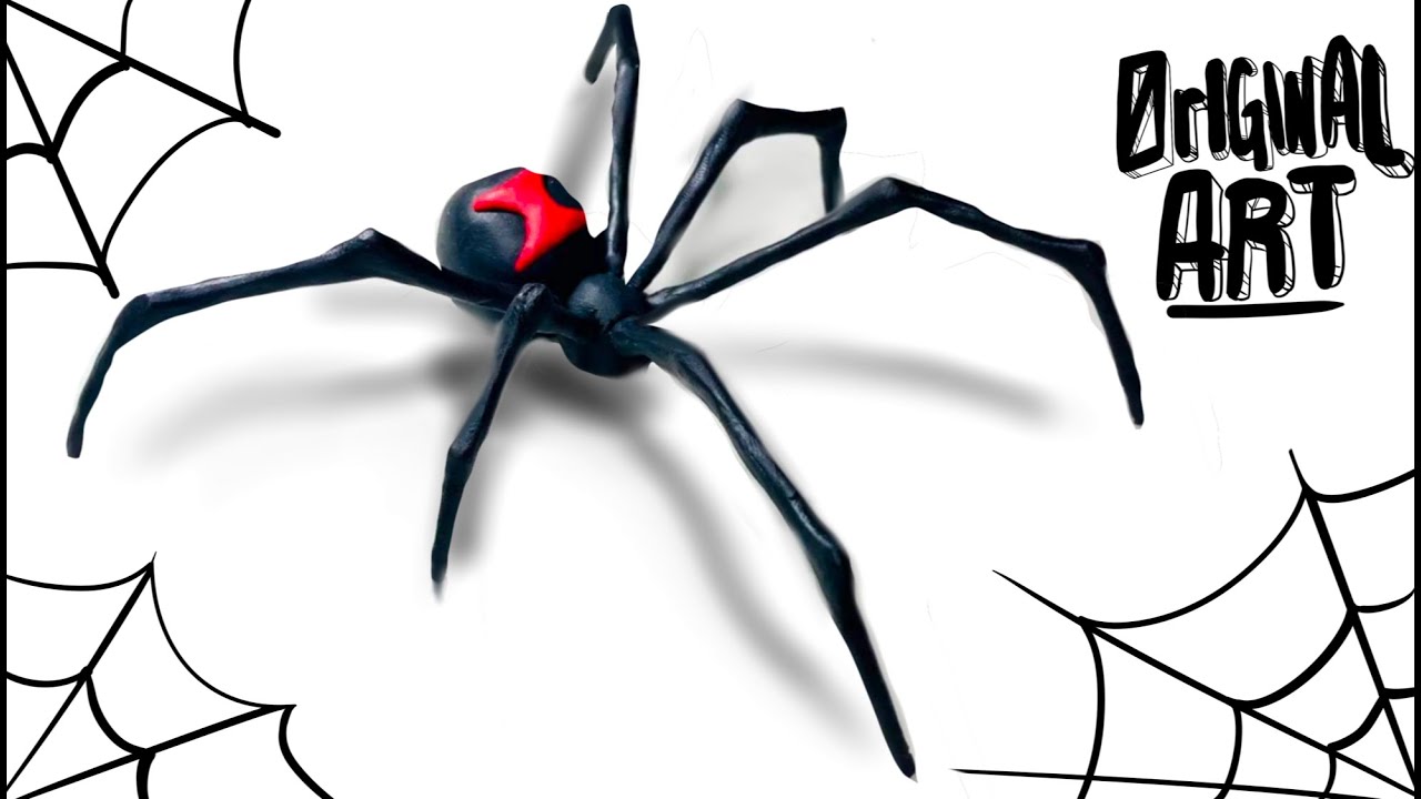 Como Hacer Araña VIUDA NEGRA de PLASTILINA POLYMER CLAY BLACK WIDOW How to make