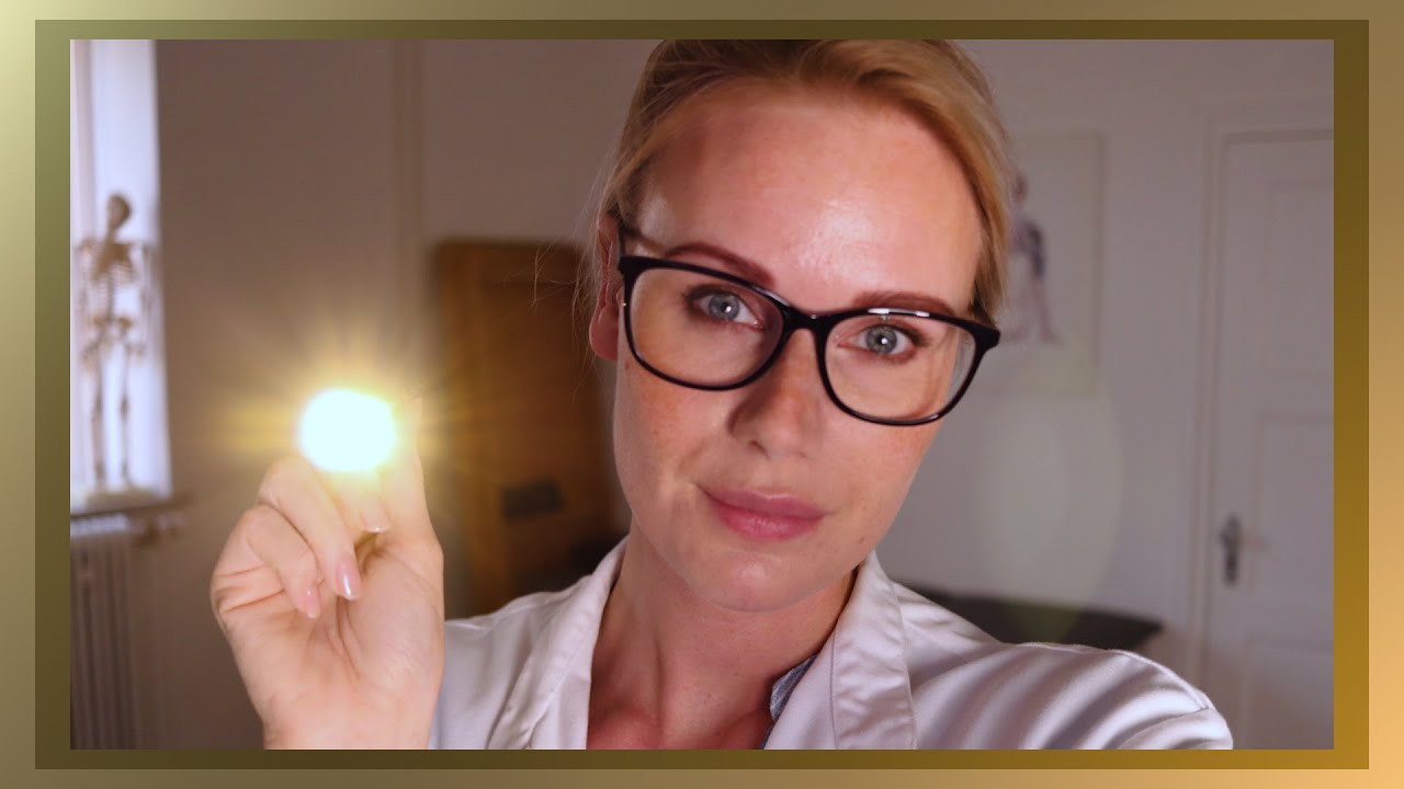 ASMR relaxing DOCTOR ROLE PLAY EYE and EAR EXAM (personal attention)