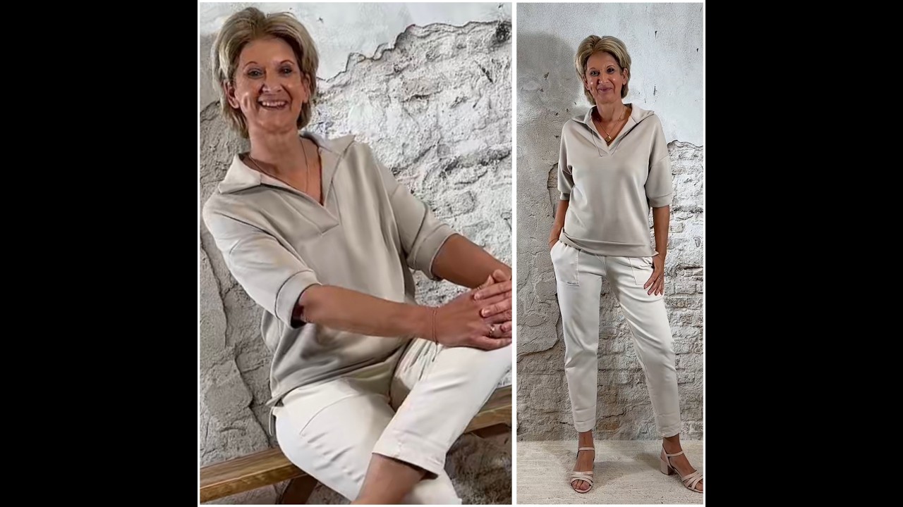 Floor semi travel polo sweater zand, orange & lindegroen