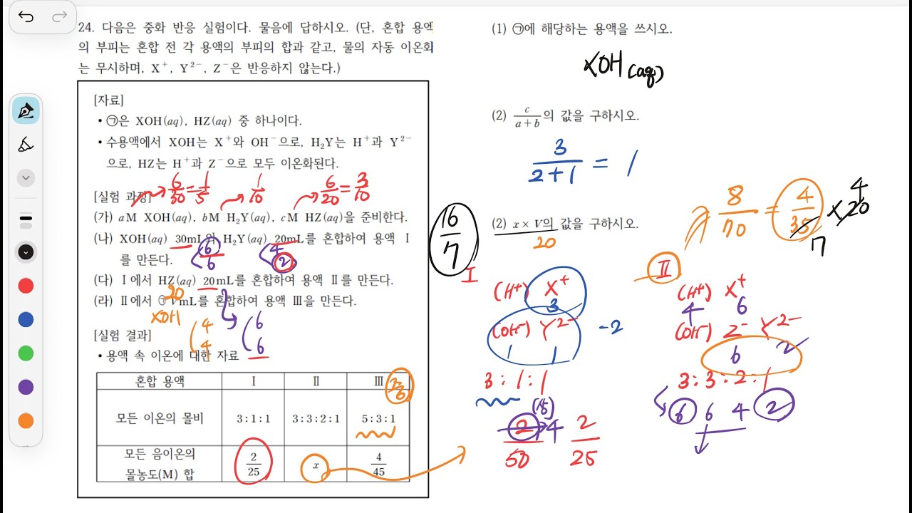 2022년 운정고 2학년 2학기 기말 기출 해설(2) 중화반응 4문항