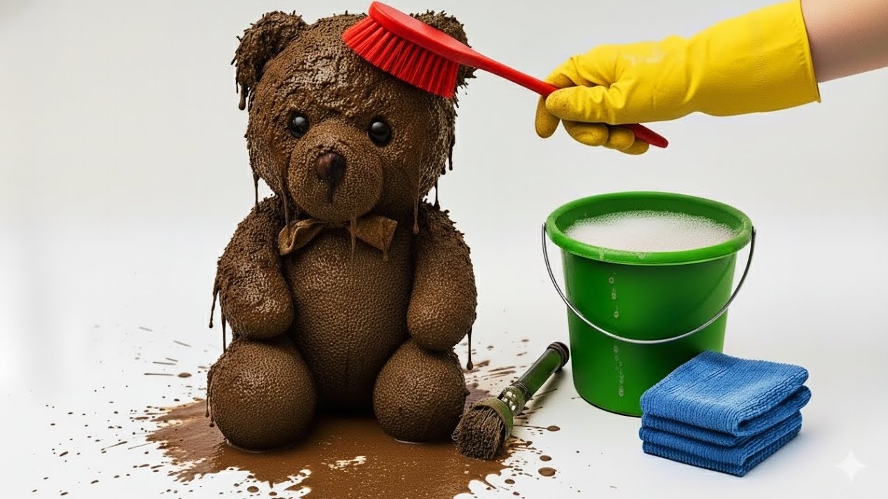 Satisfying ASMR The Bear Toy Cleaning & Restoration &ndash; No Talking Deep Cleaning 🐻✨