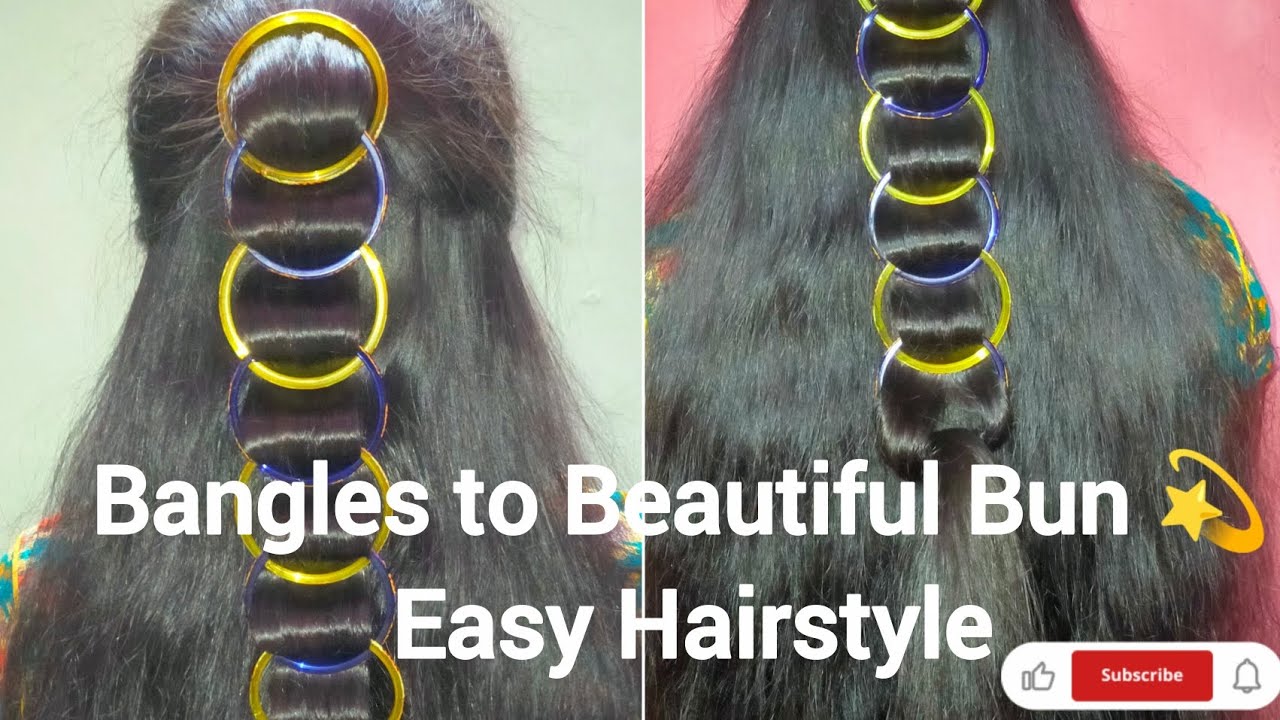 Bangles to Beautiful Bun💫 Easy Hairstyle @Trendyharistyles #longhair #bangles #easyhairstyles #viral
