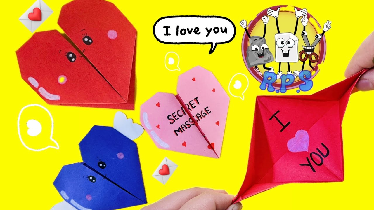 Easy Origami heart with secret massages ❤️🫶🏻|DIY Valentine’s Day ideas 🫠