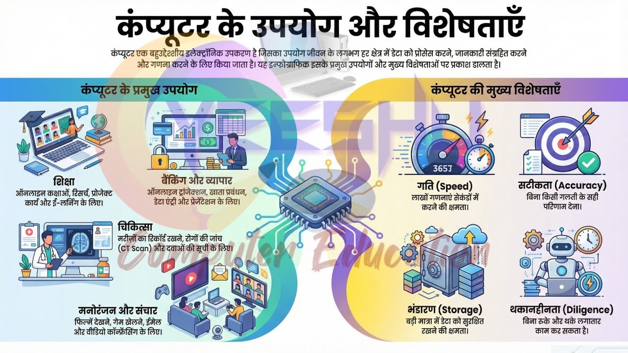 Computer Characteristics and Uses in Hindi | Computer Basics | Exam Oriented