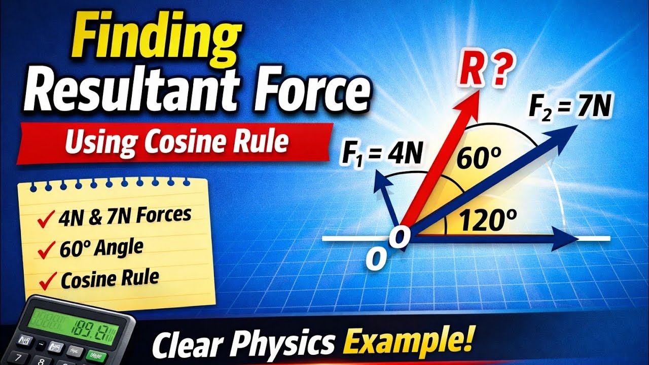 Finding Resultant Force Using Cosine Rule | Clear Physics Example