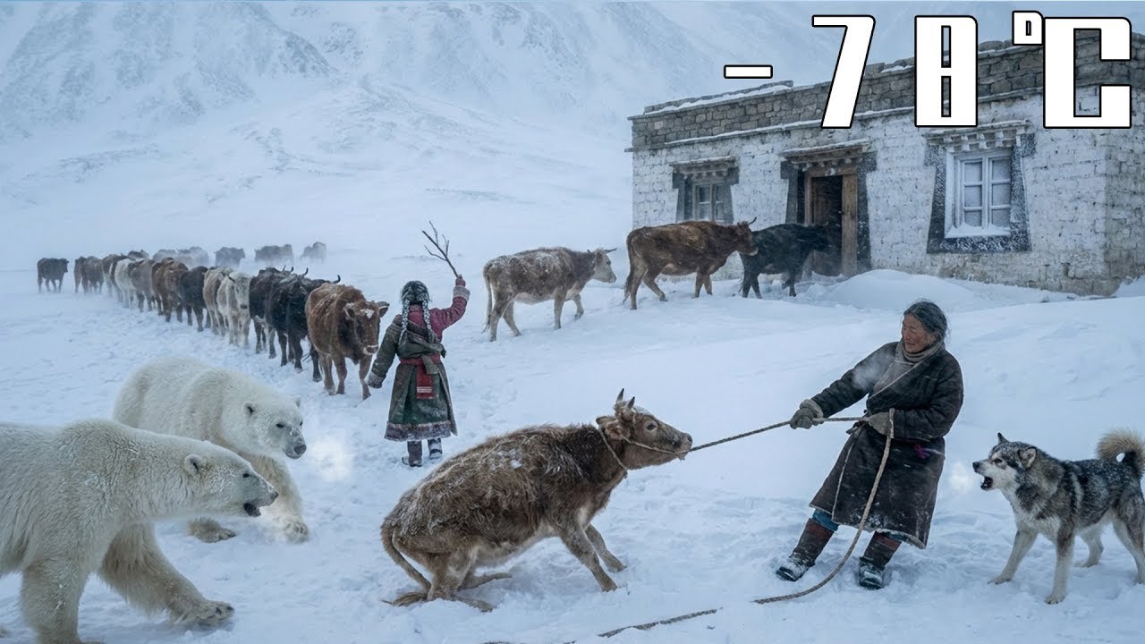 -78°C Extreme Cold: Tibetan Grandma (91) Saves a Dog and Protects Cattle as Polar Bears Get Closer
