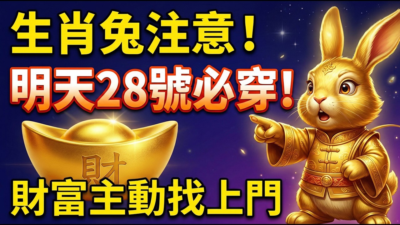 生肖兔注意！明天28號正月十二「老鼠娶親日」，你一定要穿這顏色，財富主動找上門！#生肖兔2026運勢 #2026屬兔運勢 #正月十二 #老鼠娶親日 #財運 #開運 #旺財顏色 #轉運顏色 #幸運顏色
